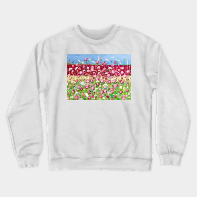 Clover Field in Italy Crewneck Sweatshirt by NataliaShchip